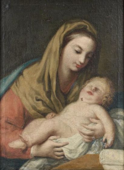 Ecole ITALIENNE du XVIIIème siècle, suiveur de Jacopo AMIGONI Vierge à l'Enfant Toile...