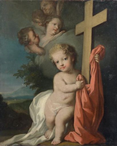 Attribué à Jacopo AMIGONI (1682 - 1752) L'Enfant Jésus et sa Croix Toile (restaurations)....
