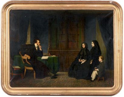 Charles RONOT (Paris 1820 - 1895) Chez le notaire Sur sa toile d'origine. Signé et...