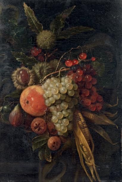 Ecole FLAMANDE du XVIIIème siècle, suiveur de Cornelis de HEEM Bouquet de fruits...