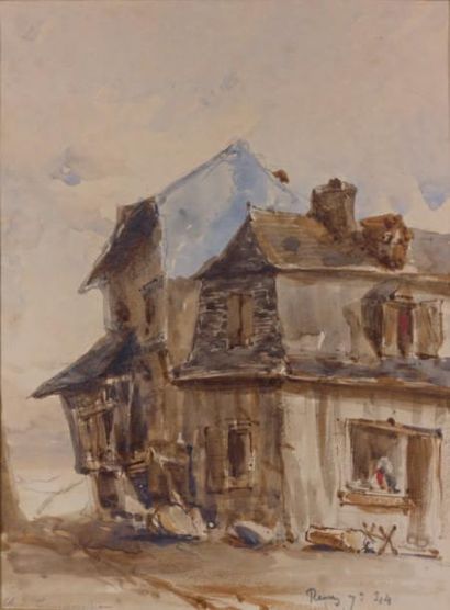 Charles Emile VACHER de TOURNEMIRE (Toulon 1812 - 1872) Une vieille maison de Rennes...