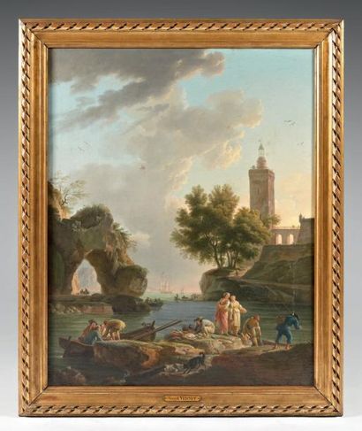Claude Joseph VERNET et son atelier (Avignon 1714 - Paris 1789) Le rocher percé Toile....