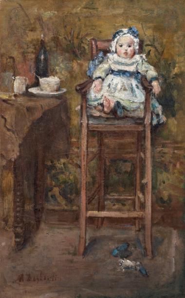 Marcelin Gilbert DESBOUTIN (Cérilly 1823 - Nice 1902) Le repas de l'enfant Toile....