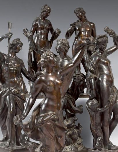 null Apollon et Amphitrite Deux statuettes en bronze très finement ciselé et patiné....