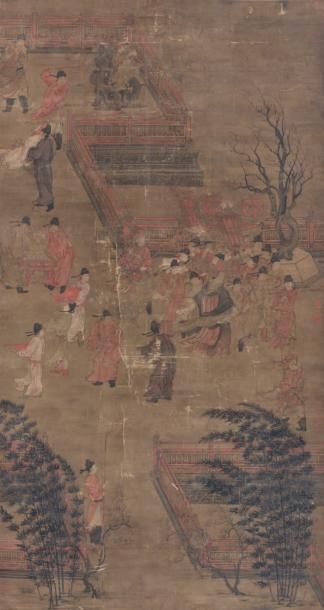 CHINE - XVIIIème siècle Impératrice Wu Zetian Peinture en hauteur encre et polychromie...