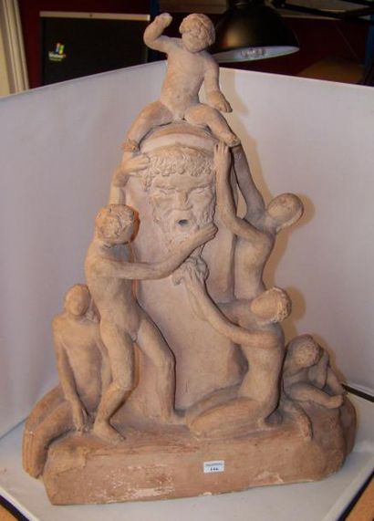 PRIVAT Gilbert (1892 - 1965) «Projet de fontaine». Sculpture en terre cuite à décor...
