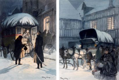 Georges SCOTT (1873 - 1942) Ensemble composé de trois études pour l'illustration...