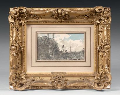 Henri Joseph HARPIGNIES (1819 - 1916) Paysage, 1903 Lavis et aquarelle, signée et...