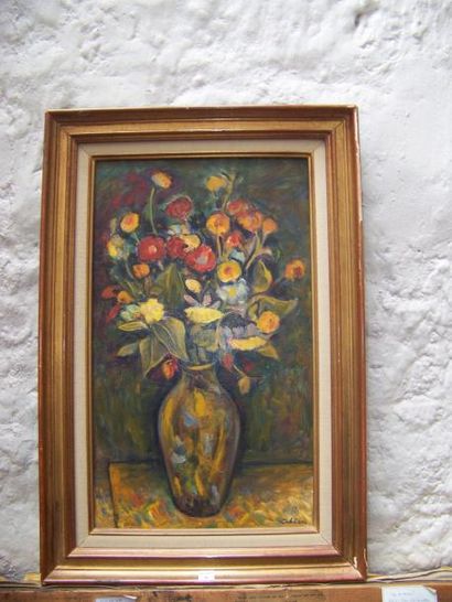 Michel ADLEN (1918 - 1980) (Ukrainien) Fleurs Huile sur toile, signée en bas à droite,...