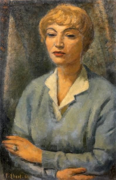 François Maurice Augustin EBERL (1887 - 1962) Portrait de Madame Renée Bell, 1961...