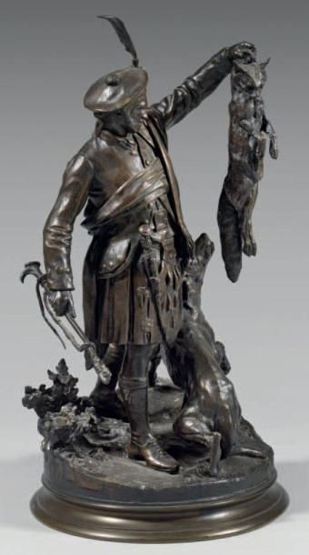 D'après Pierre-Jules MÈNE Chasseur écossais tenant un renard Épreuve en bronze patiné,...