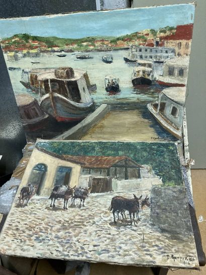 null Small Mediterranean port and donkeys
Two oils on canvas, signed P. GARFUNKEL...
