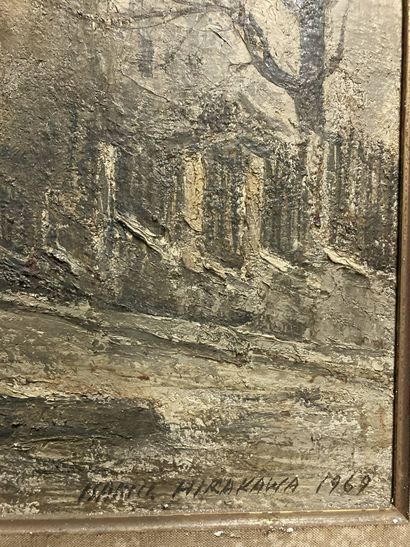 null Ecole XXe
 Rue de Paris
Oil on canvas, signed Isamu IRAKAWA and dated 69 lower...