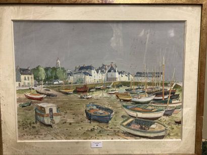 null Bassin de plaisance au Croisic
Watercolor, signed R. LEBOUCHER and dated 69...