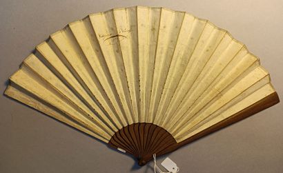 null * Fan, double paper sheet. The face engraved and enhanced with gouache, a bourgeois...