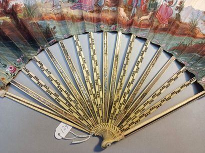 null * Fan, the double sheet in gouache-painted paper. The front of a musical and...