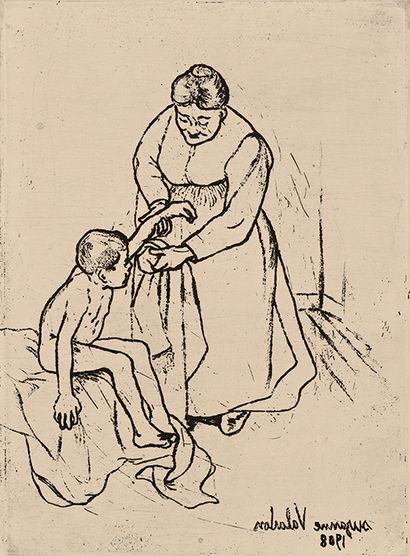 Suzanne VALADON (1865-1938) Grand-mère et enfant
Vernis mou sur vélin de Rives. Epreuve... Gazette Drouot