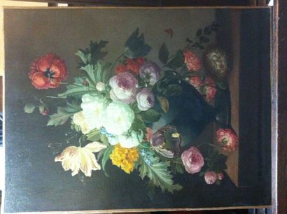 Ecole FRANCAISE du début du XIXème siècle Vase de fleurs au nid Vase de fleurs aux...