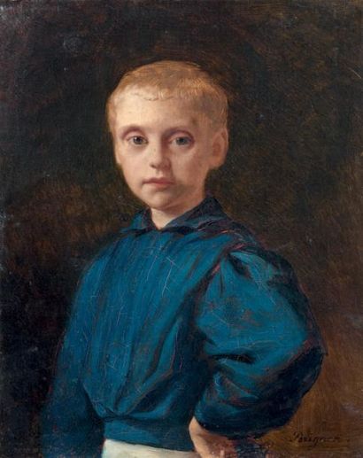 Alexis Joseph PERIGNON (Paris 1806 - 1882) Portrait d'un jeune garçon Toile (Restaurations)...