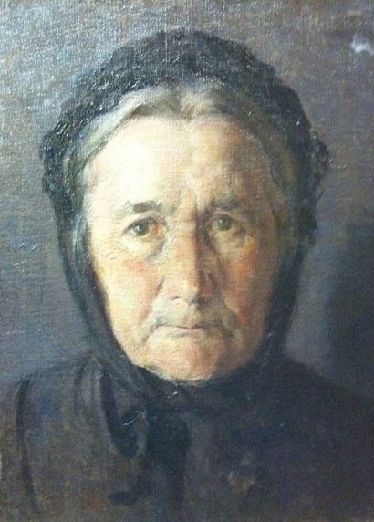 Ecole Italienne du XIXème siècle Portrait d'une femme veuve Sur sa toile d'origine....