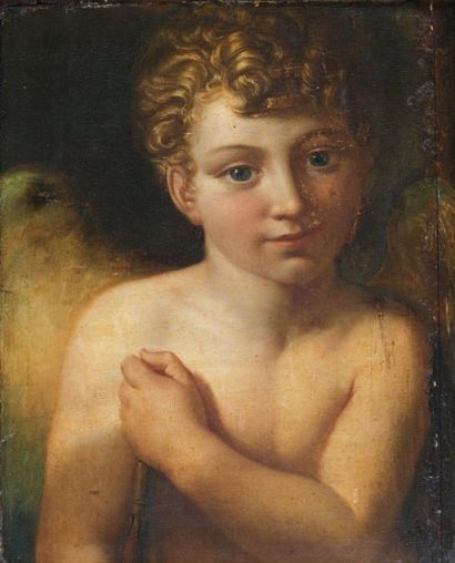 Ecole FRANCAISE du XIIIème siècle, entourage du Baron GERARD Cupidon Toile marouflée...