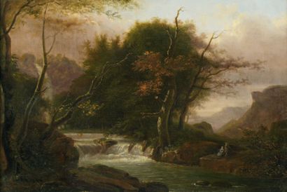 Simon Mathurin LANTARA (Oncy près Milly 1729 - Paris 1778) Paysage à la cascade Toile...