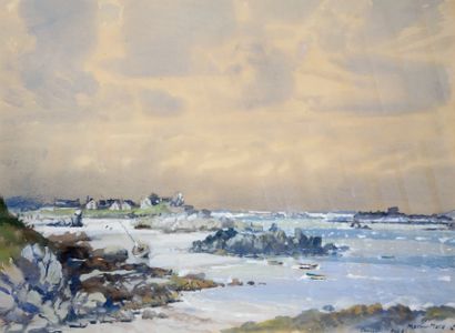 MARIN MARIE (1901-1987) Chausey le Sund Aquarelle gouachée, signée en bas à droite...