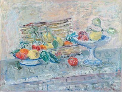 Kostia dit Constantin TERECHKOVITCH (1902-1978) Nature morte aux fruits, Menton,...