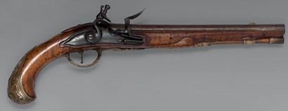 null Pistolet à silex de cavalerie autrichien, canon rond cannelé au tonnerre; platine...