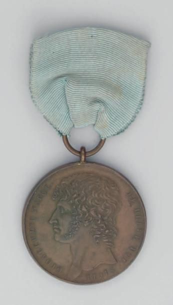null Médaille des milices provinciales, 3e classe, en bronze; ruban bleu clair; diamètre...