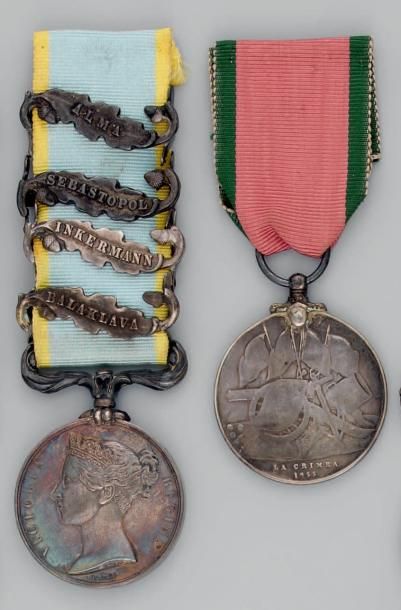 null Une Médaille de la campagne de Crimée (1855), modèle turc de fabrication anglaise,...