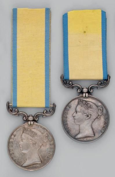 null Deux Médailles de la Baltique en argent, 1854/1855, modèles d'ordonnance par...