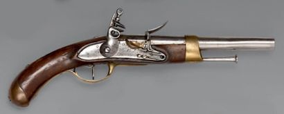 null Pistolet de marine à silex modèle 1786, canon poinçonné: "L 3 B"; platine gravée:...