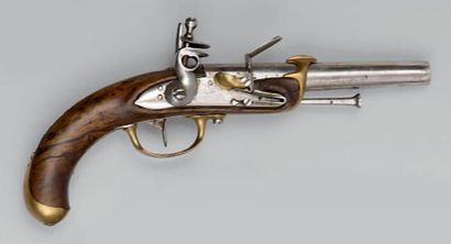 null Pistolet de marine à silex modèle 1779 deuxième type, traces de marquages sur...