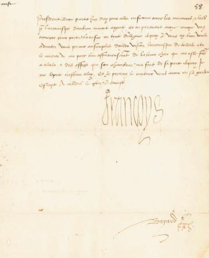 FRANÇOIS Ier (1494-1547). L.S. «Francoys», Madrid 18 août [1525], au Premier Président...