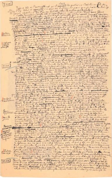 Léon BLOY Manuscrit autographe, [L'Aveugle-né, mai 1912]; 4 pages petit in-4 remplies...