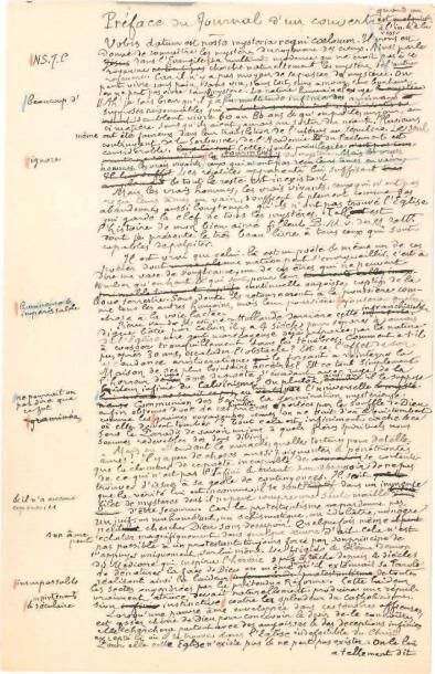 Léon BLOY Manuscrit autographe, Préface du Journal d'un converti, 3 mars 1914; 1...