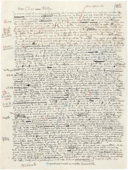 Léon BLOY Manuscrit autographe sous forme de lettre à Félix Raugel, [juillet 1915];...