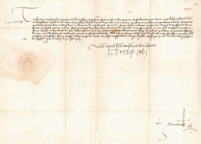 HENRY VIII (1491-1547) Roi d'Angleterre. L.S. avec compliment autographe «Vre loyal...