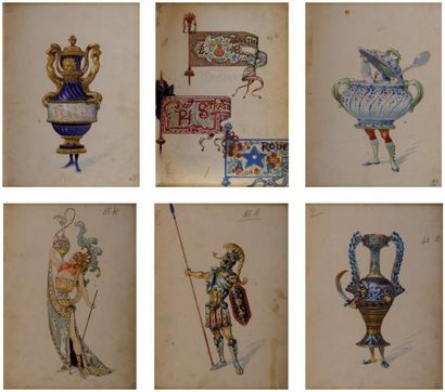 Alfred CHOUBRAC (Paris 1853 - Paris 1902) Costumes de scènes Ensemble de 51 aquarelles...
