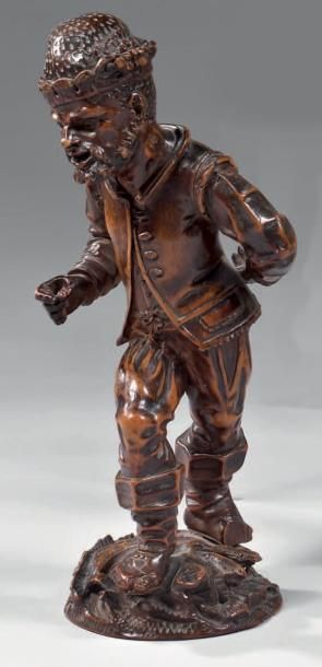null Statuette en buis sculpté Datée: 1736 H: 22 - L: 10 cm