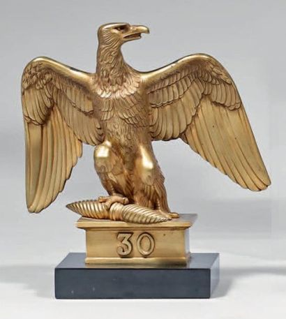 null Aigle de drapeau modèle 1804 en bronze doré; caisson sans douille, numéroté:...