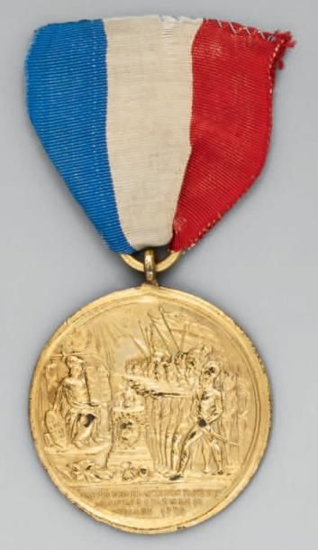 null Médaille ronde à bélière, en bronze doré du: "Pacte fédératif des patriot francais...