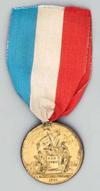 null Médaille ronde à bélière, en bronze doré: "Confédération des François - À Paris...