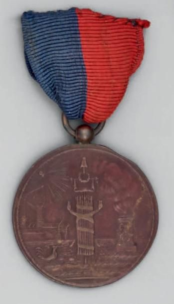 null Médaille ronde à bélière, en cuivre: "Allégorie du Pacte fédératif de la nation...