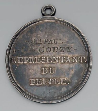 null Médaille ronde en argent à bélière, gravée par Dupré, règlement du 8 thermidor...