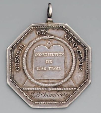 null Médaille octogonale en argent à bélière, gravée par Gatteaux, règlement du 5...