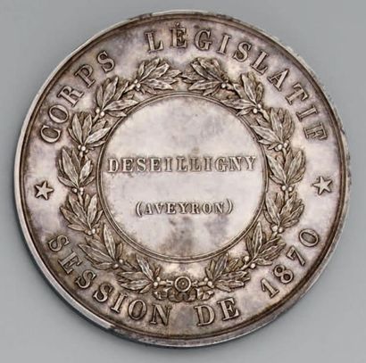 null Médaille ronde en argent à l'effigie de Napoléon III, gravée par Barre, cession...