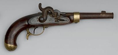 null Pistolet de cavalerie prussien à percussion modèle 1850, canon à pans puis rond...