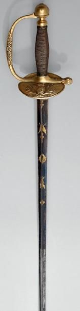 null Épée d'uniforme d'officier modèle 1816, garde en laiton doré, ciselée, clavier...